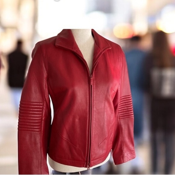 ❣️Leather Moto Jacket by Kenneth Cole ~ RARE Luxe Leather VHTF - Picture 3 of 15